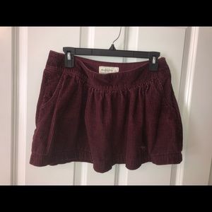 Maroon Corduroy Skirt w Pockets Abercrombie